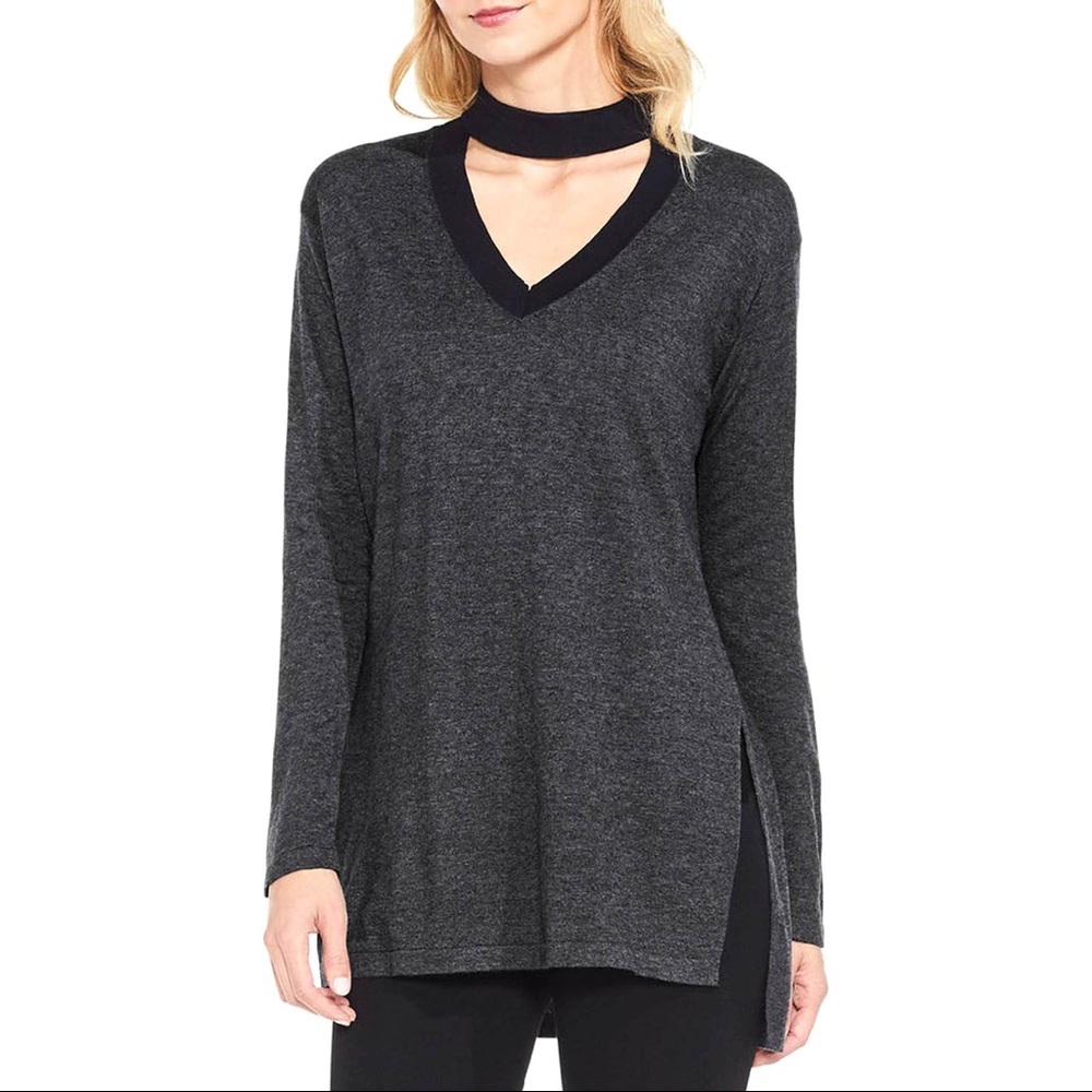 Vince Camuto textured knit choker sweater Med